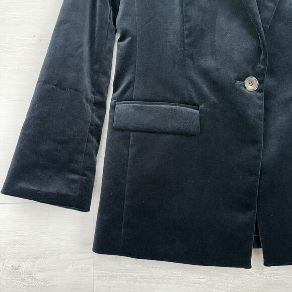 J.Crew Willa Blazer Womens 2 Black Stretch Velvet One Button‎ Preppy Academia - Picture 4 of 16